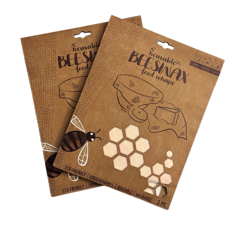 Reusable Beeswax Food Wraps - 2 Sets of 3 pcs (6 total pcs)